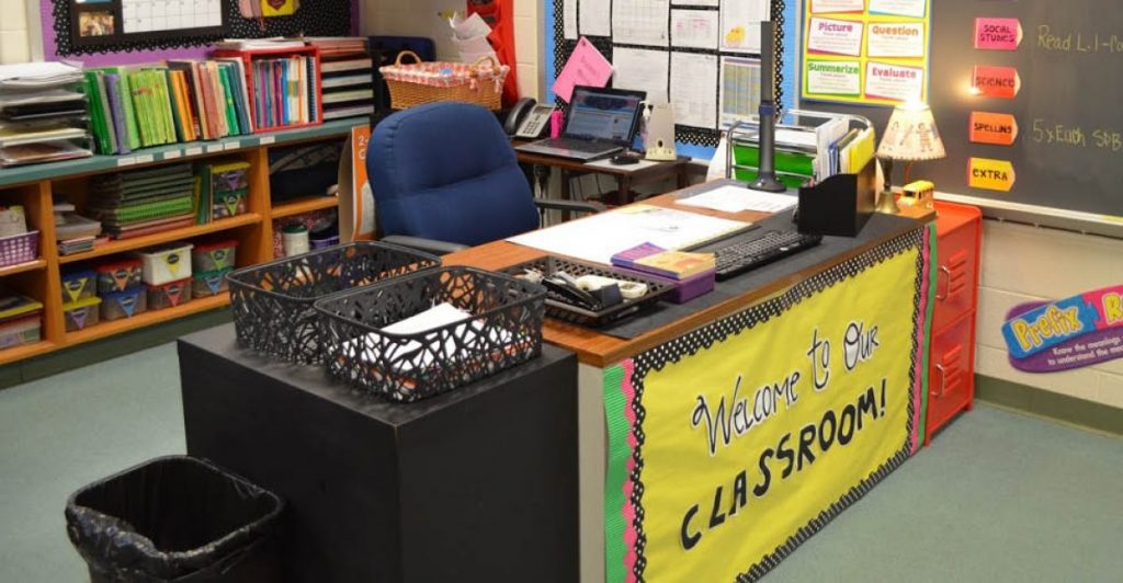 image of teacher's desk