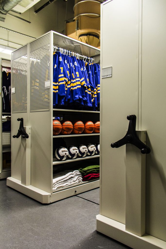 image of high density storage with athletic and sports equipment